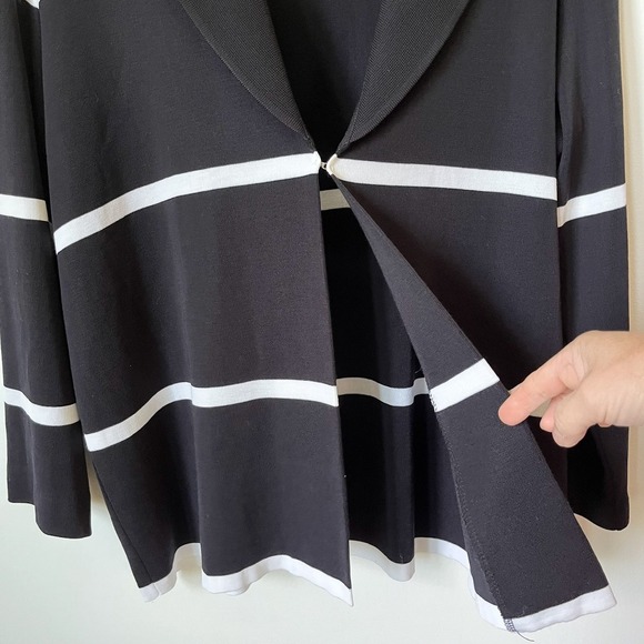 Exclusively Misook Black & White Striped Cardigan Womens XL Collar Career Work - Picture 5 of 10